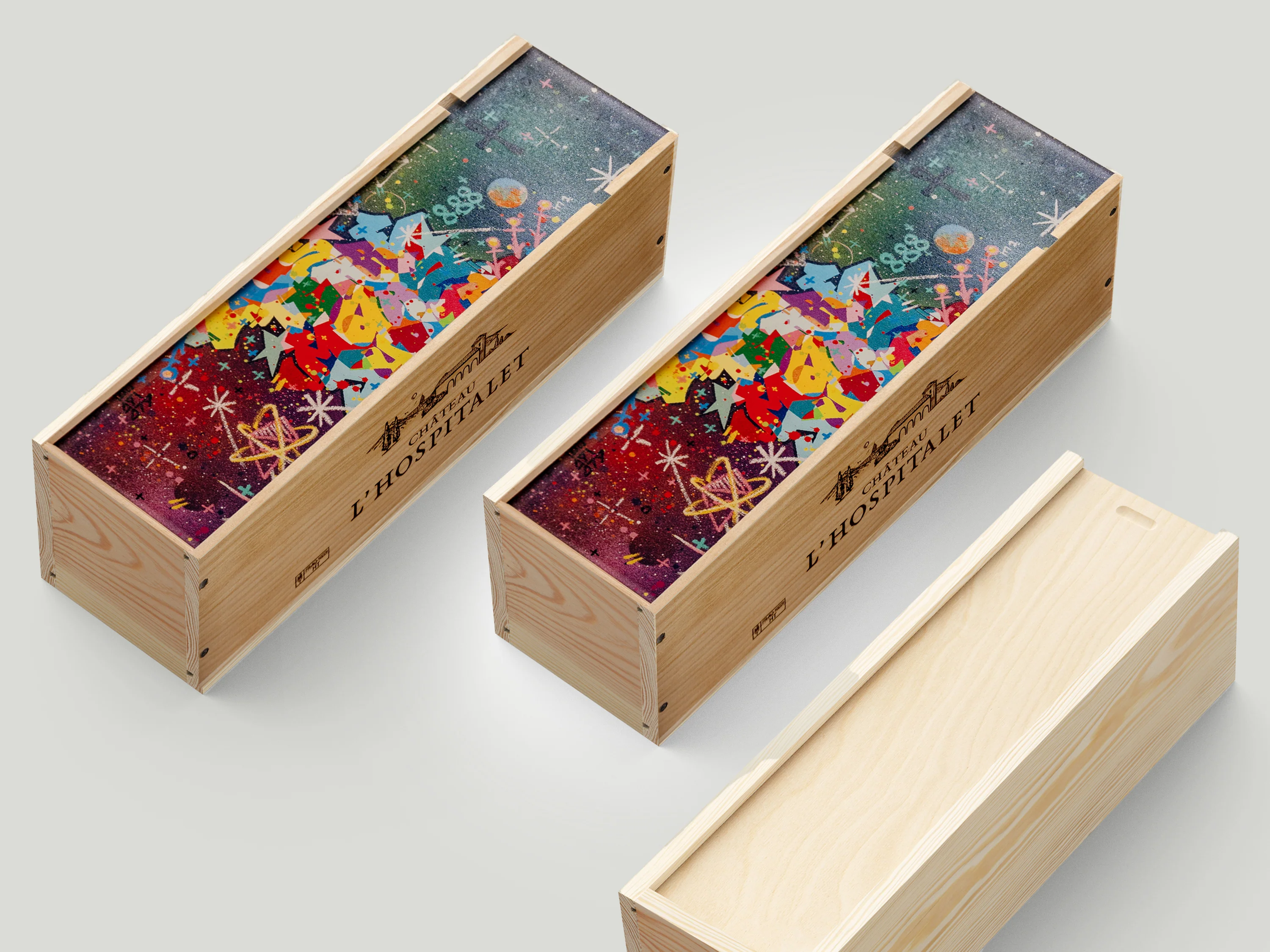 Château l'Hospitalet art collection Coffret unitaire 75cl vin rouge La Clape 2021 édtion limitée "Back To Kosmos" par Cyril Kongo - Image 5